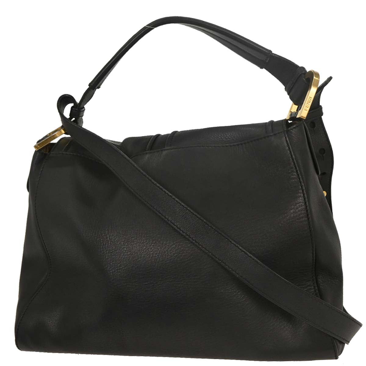 Fendi Black Leather Anna 2way Shoulder Handbag