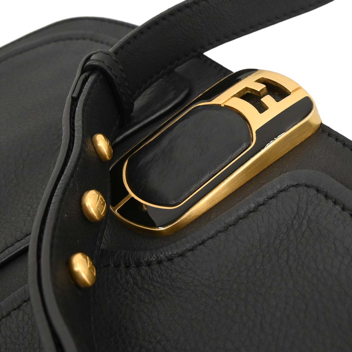 Fendi Black Leather Anna 2way Shoulder Handbag