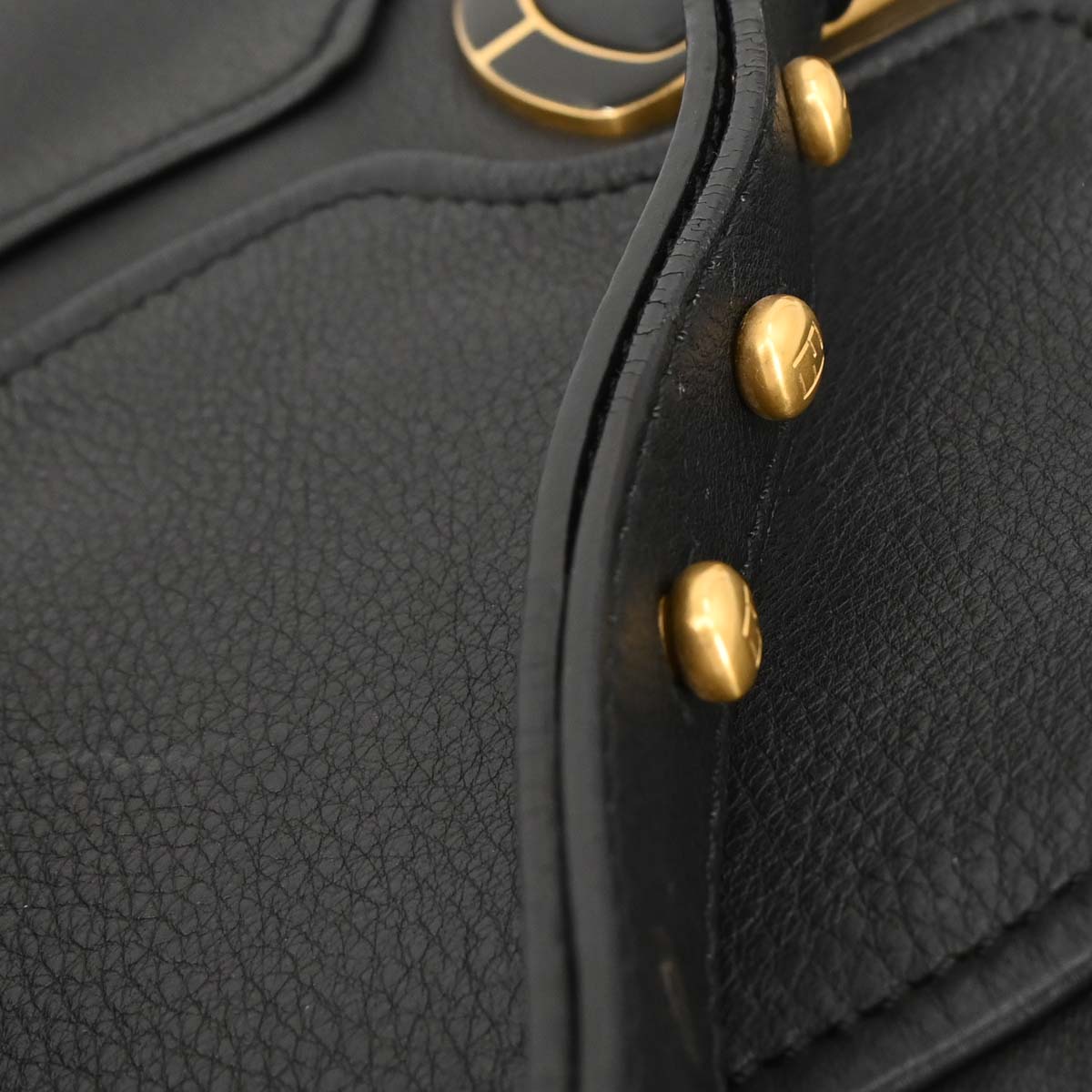 Fendi Black Leather Anna 2way Shoulder Handbag