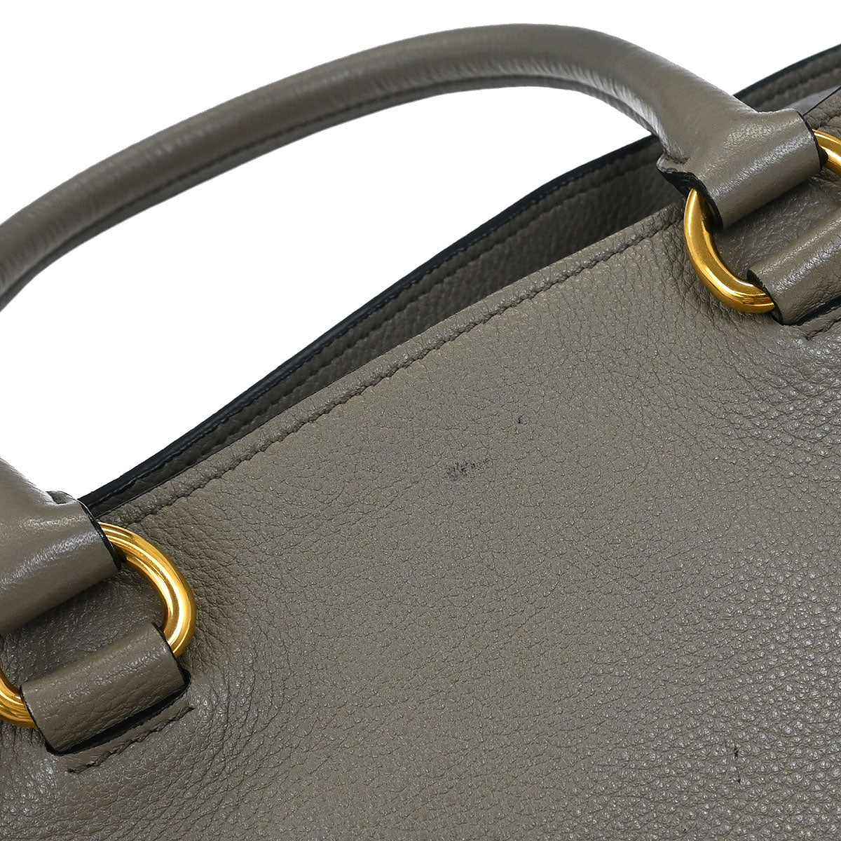 Prada Gray Leather 2way Shoulder Tote Handbag