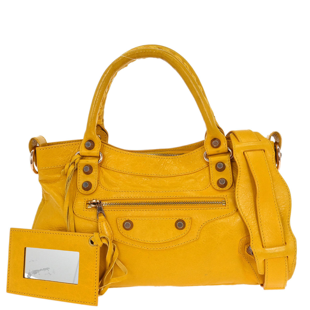 Balenciaga Yellow Lambskin The First 2way Shoulder Handbag