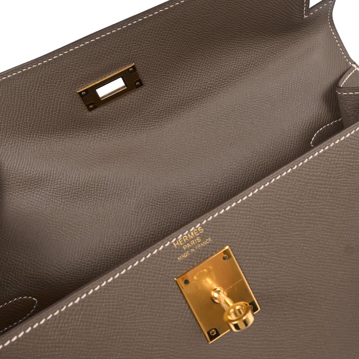 Hermes Etoupe Gray Epsom Kelly 32 Sellier 2way Shoulder Handbag