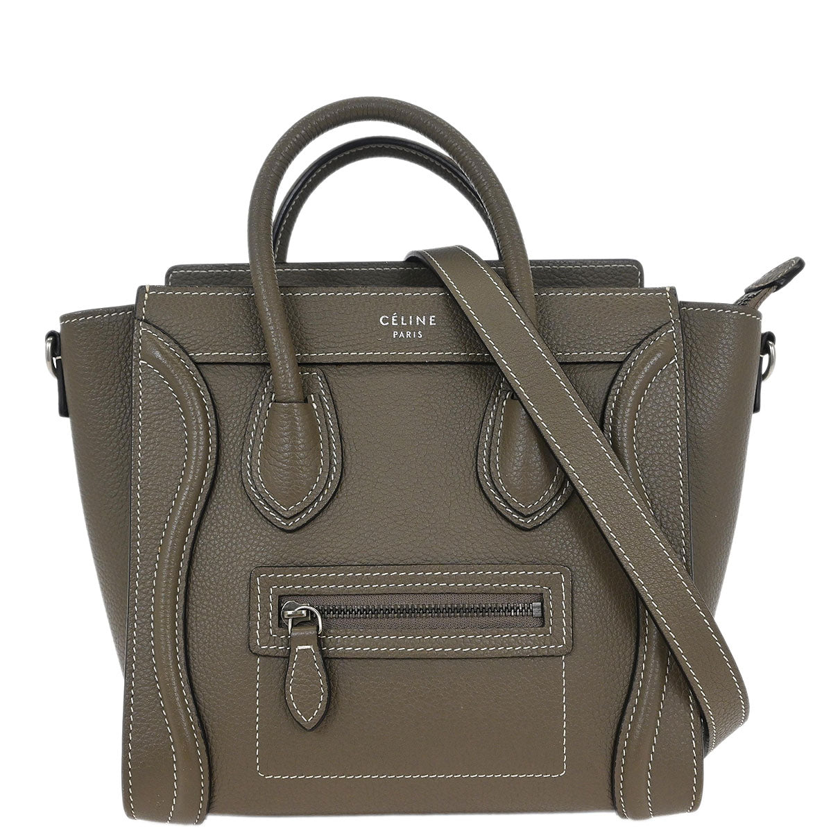 Celine Brown Leather Nano Luggage Tote Bag