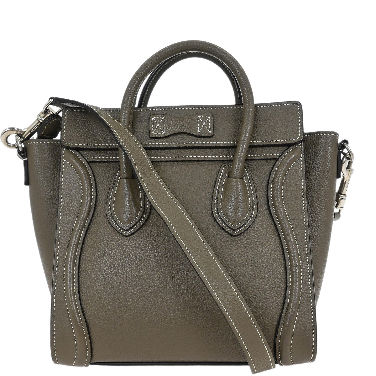 Celine Brown Leather Nano Luggage Tote Bag
