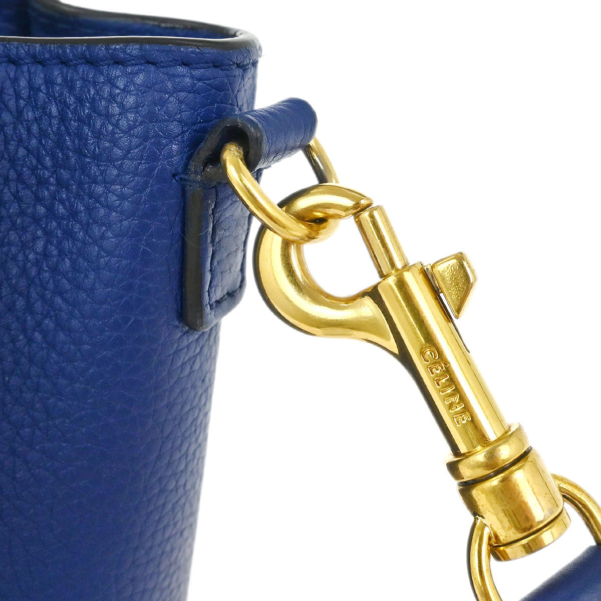 Celine Blue Leather Nano Luggage Tote Bag