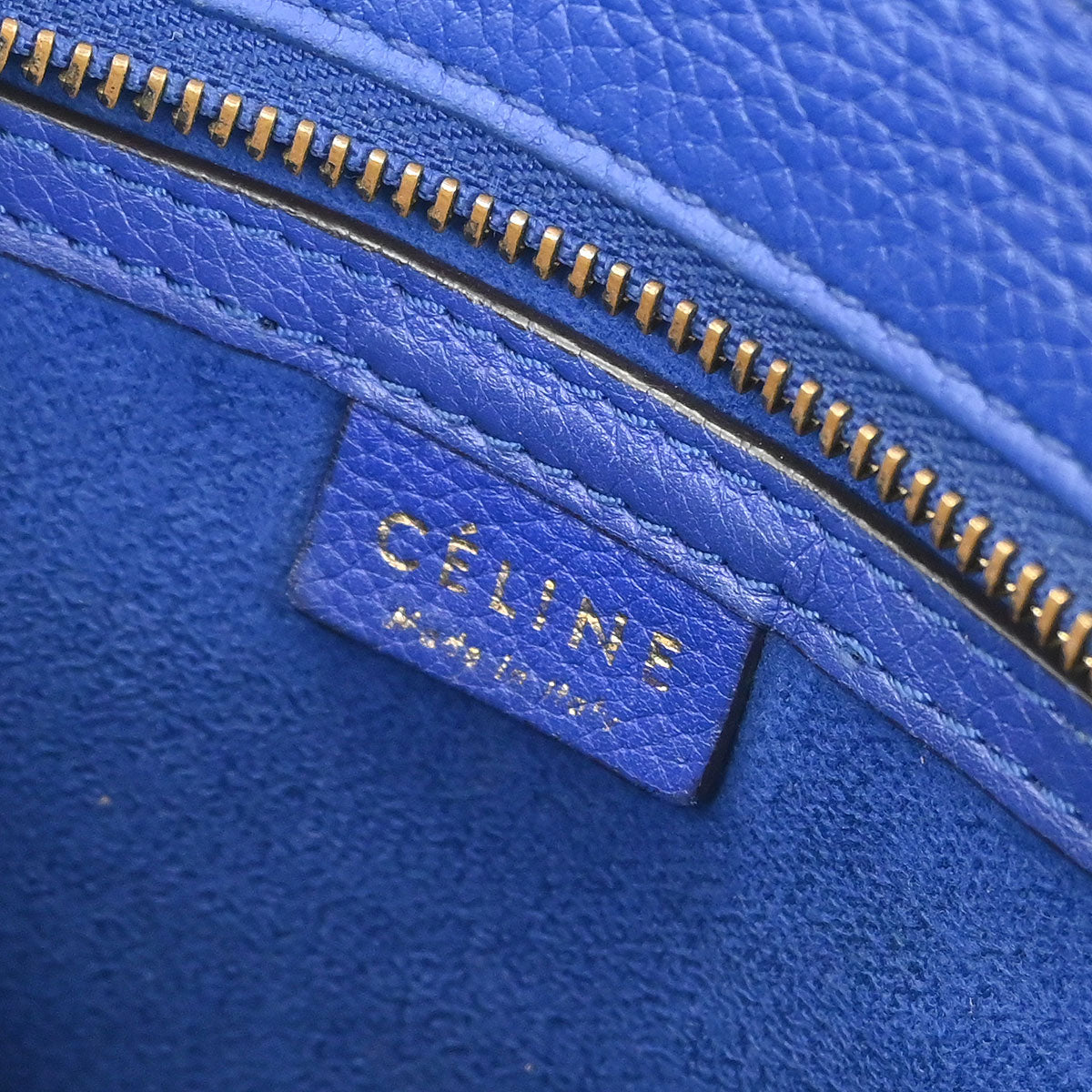 Celine Blue Leather Nano Luggage Tote Bag