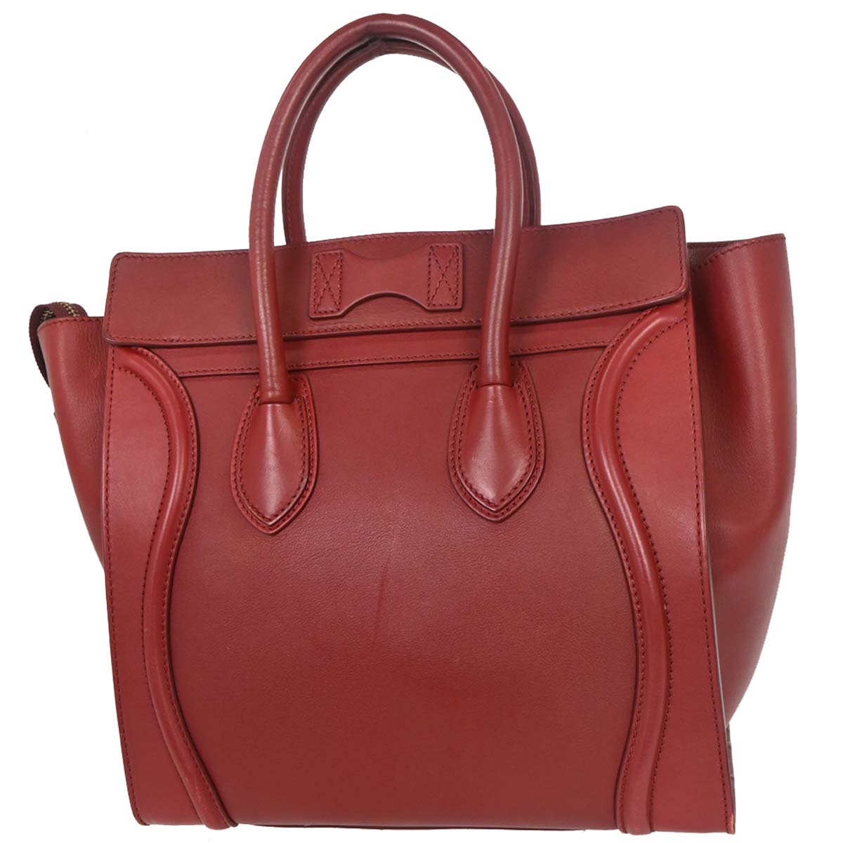 Celine Bordeaux Leather Mini Luggage Tote Bag