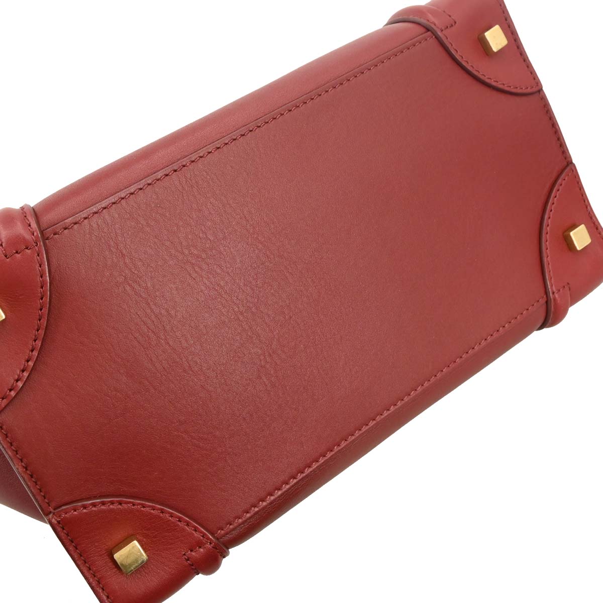 Celine Bordeaux Leather Mini Luggage Tote Bag