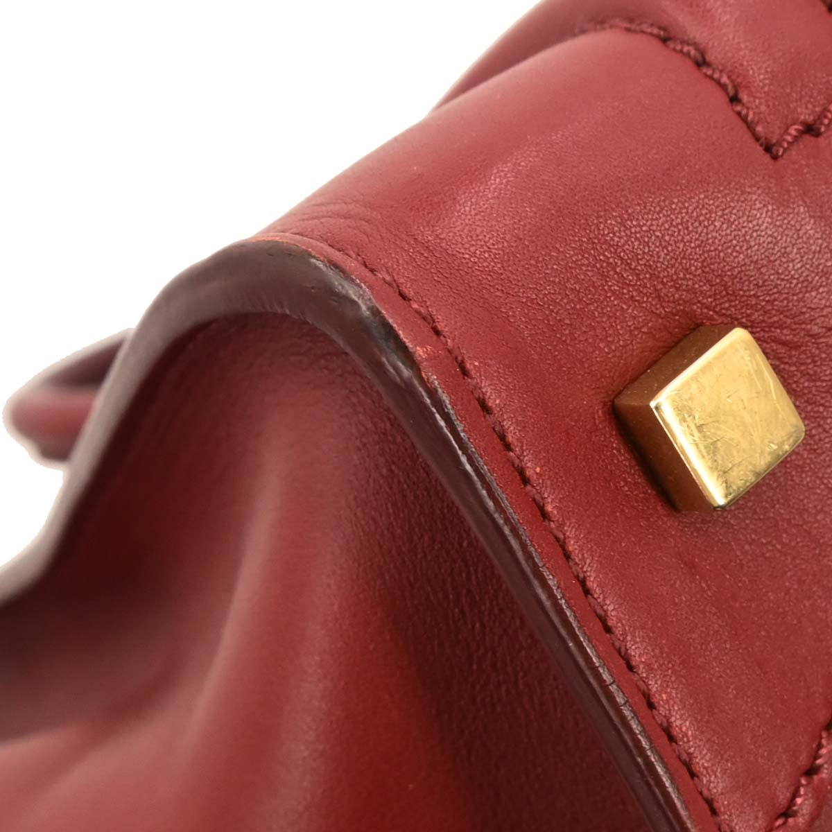 Celine Bordeaux Leather Mini Luggage Tote Bag