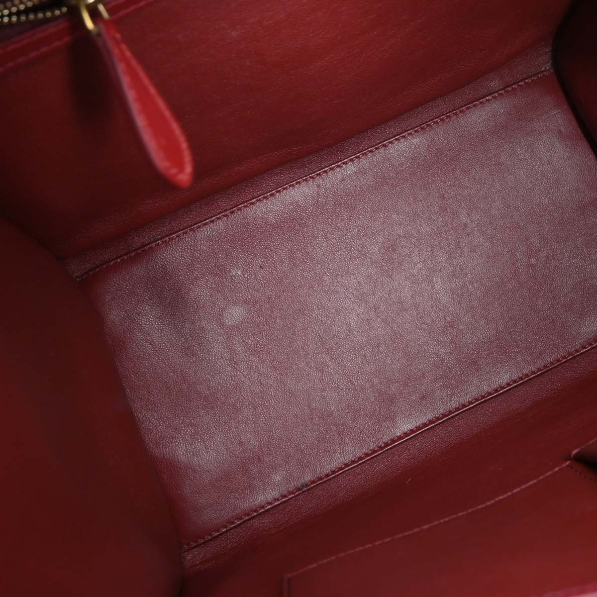 Celine Bordeaux Leather Mini Luggage Tote Bag