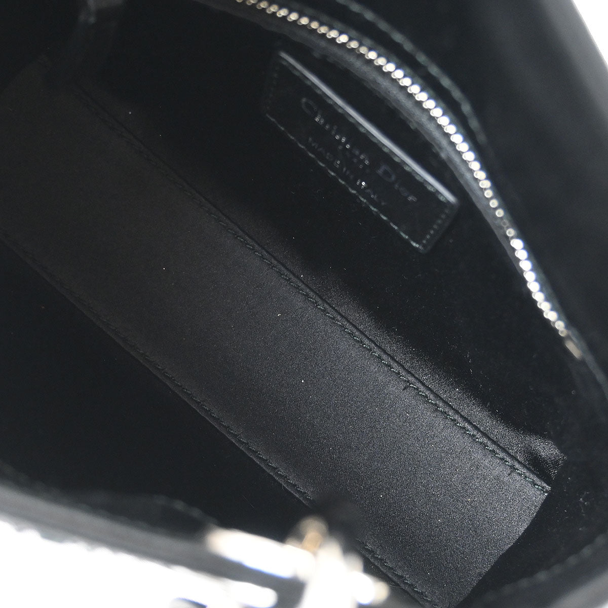 Christian Dior Black Satin Lady Dior Cannage 2way Shoulder Handbag