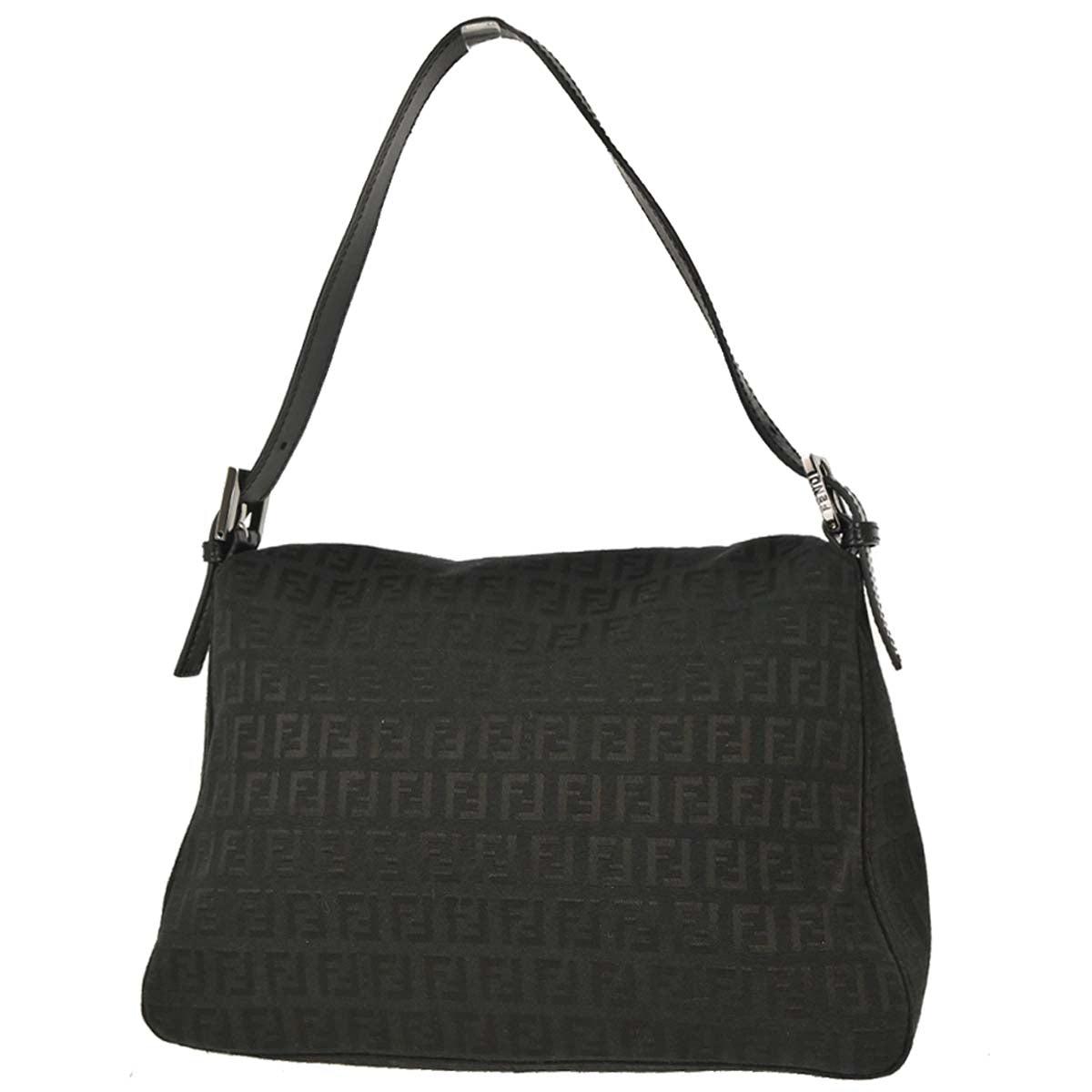 Fendi Black Canvas Zucchino Mamma Baguette Handbag