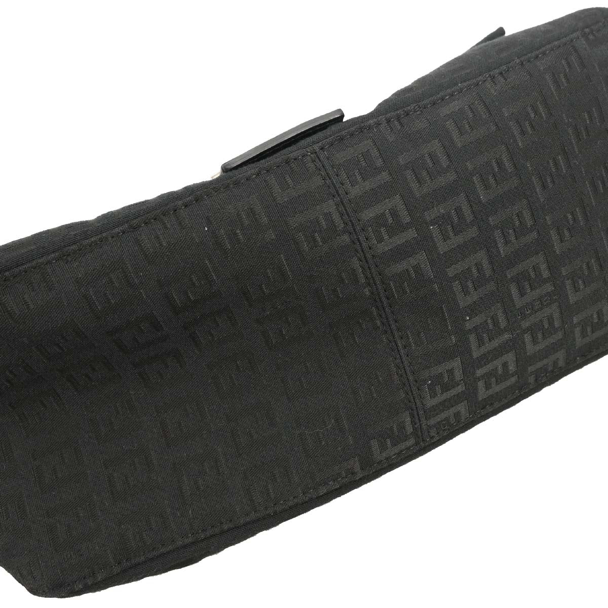 Fendi Black Canvas Zucchino Mamma Baguette Handbag