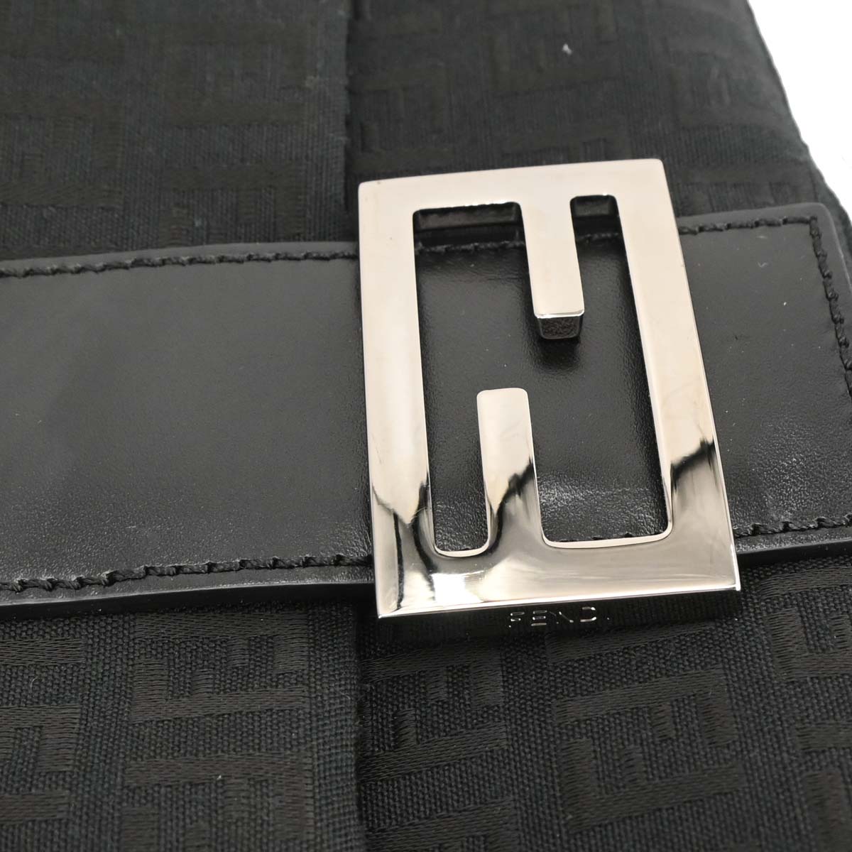 Fendi Black Canvas Zucchino Mamma Baguette Handbag