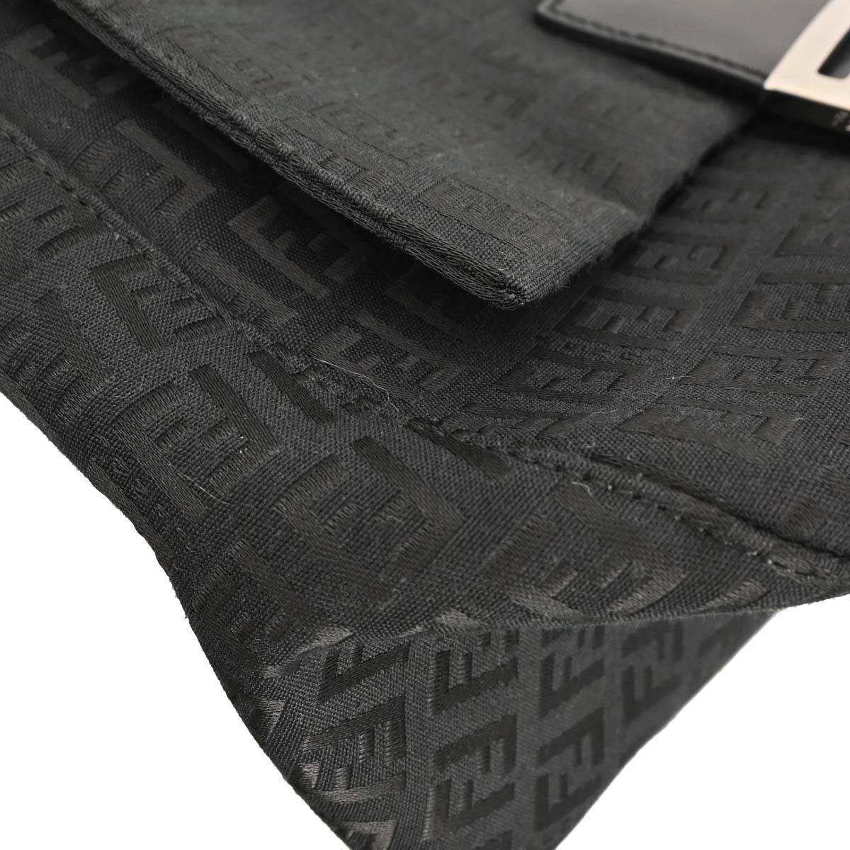 Fendi Black Canvas Zucchino Mamma Baguette Handbag