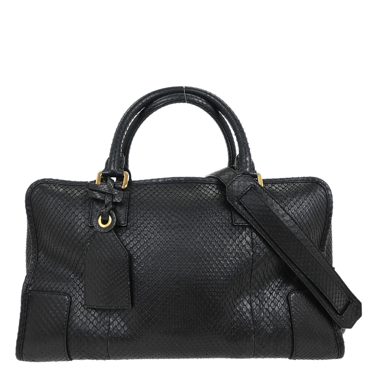 Loewe * Black Python Amazona 36 Handbag