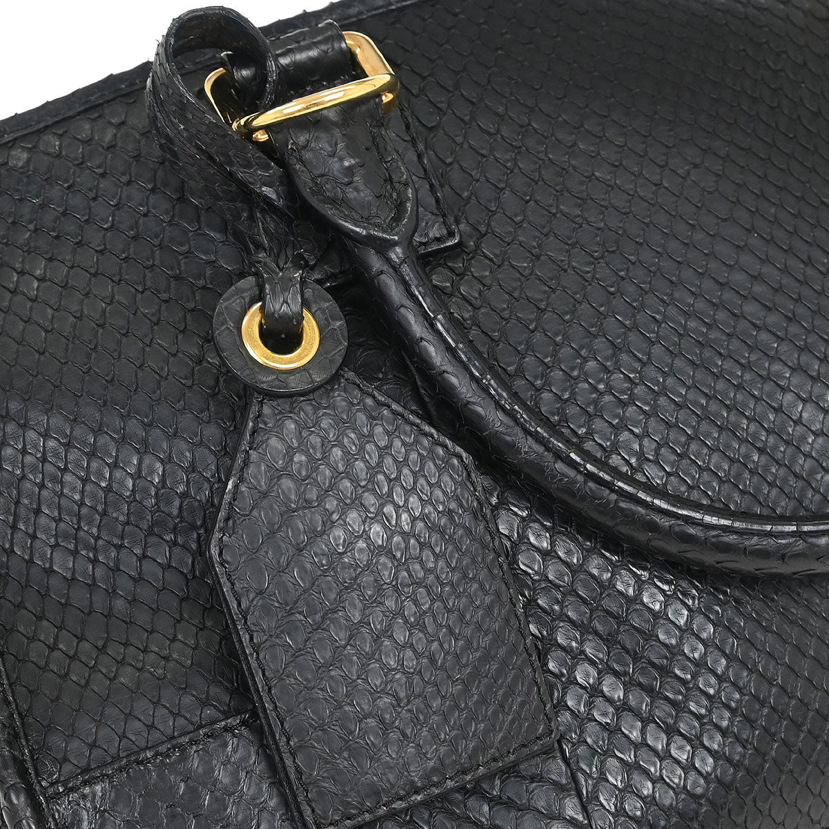 Loewe * Black Python Amazona 36 Handbag