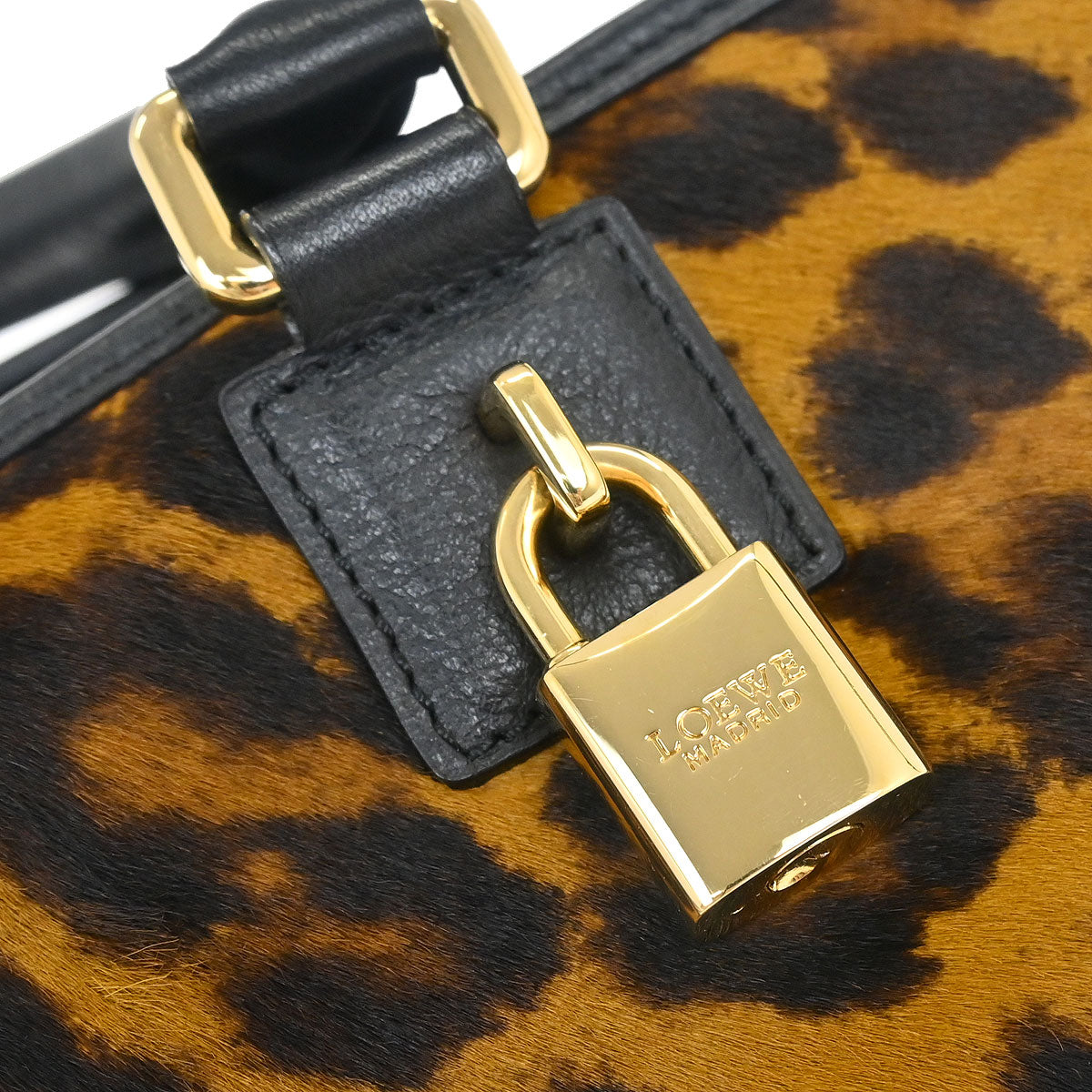 Loewe * Pony Hair Brown Leopard Amazona 36 Handbag