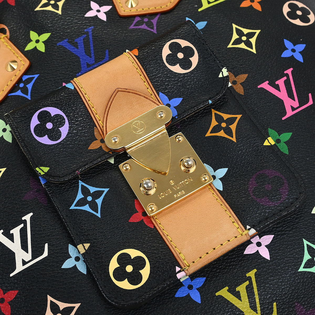 Louis Vuitton Black Monogram Multicolor Alma GM Handbag M40442