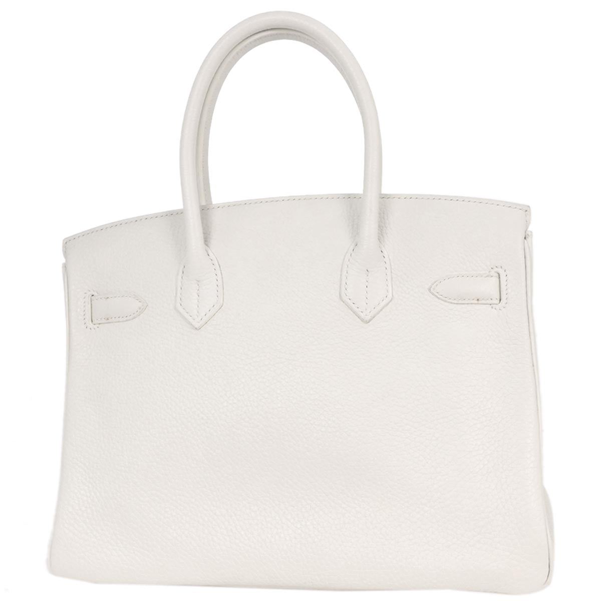 Hermes White Taurillon Clemence Birkin 30 Handbag