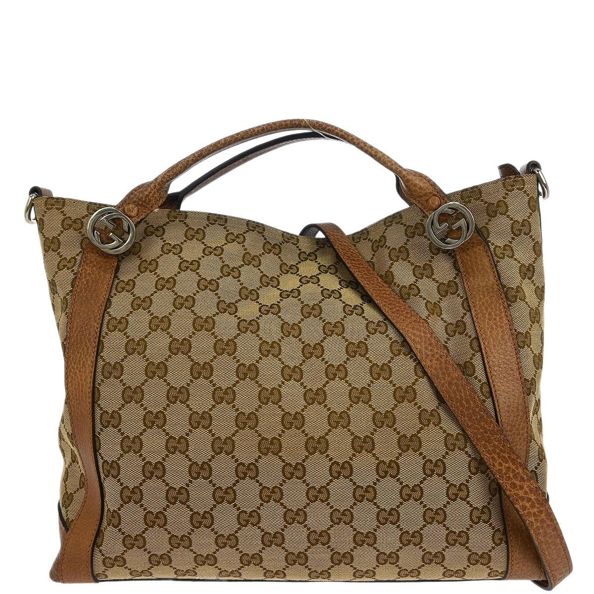Gucci Beige Canvas GG Tote 2way Handbag