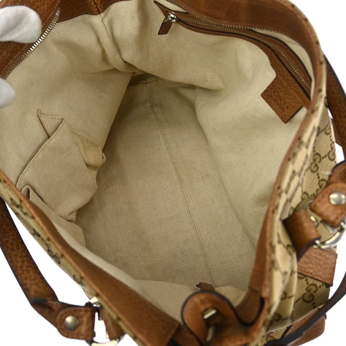 Gucci Beige Canvas GG Tote 2way Handbag