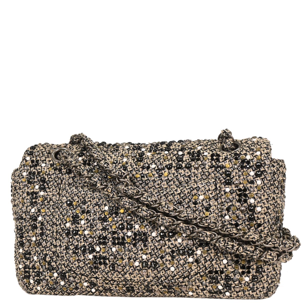 Chanel 2012-2013 Black Tweed Beaded Shoulder Bag