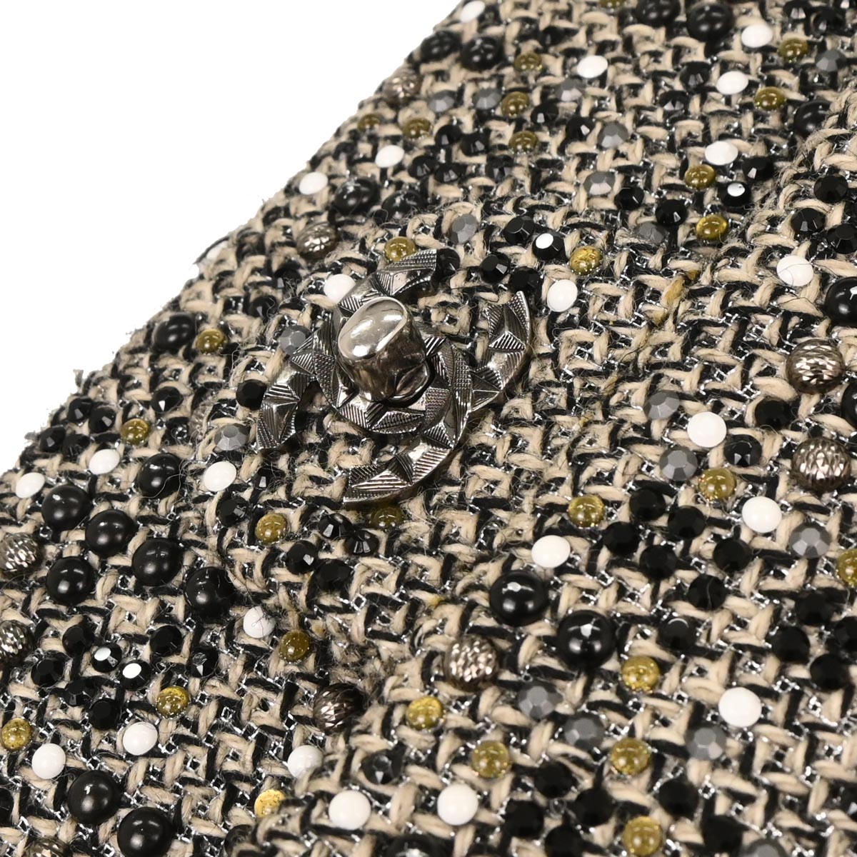 Chanel 2012-2013 Black Tweed Beaded Shoulder Bag