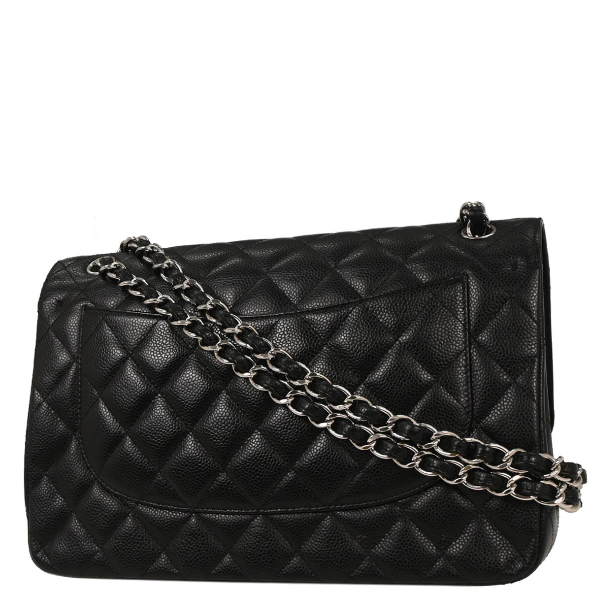 Chanel 2013-2014 Black Caviar Jumbo Classic Double Flap Shoulder Bag