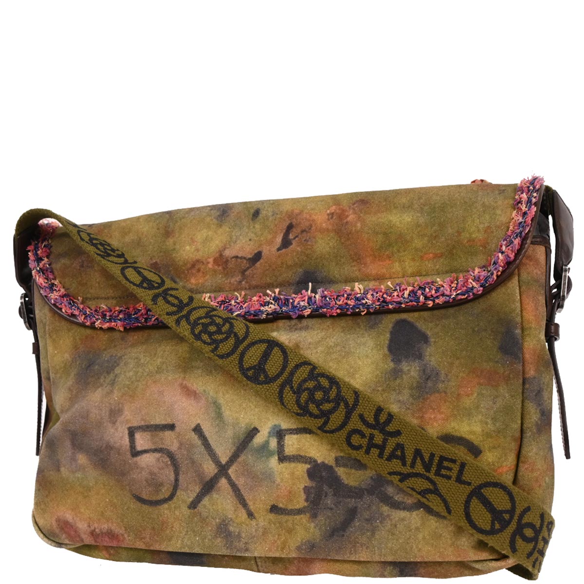 Chanel 2014-2015 Khaki On The Pavements Graffiti Messenger Bag