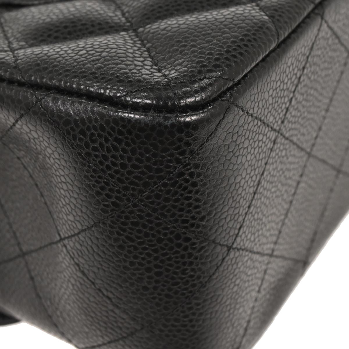 Chanel 2011 Black Caviar Jumbo Classic Double Flap Shoulder Bag