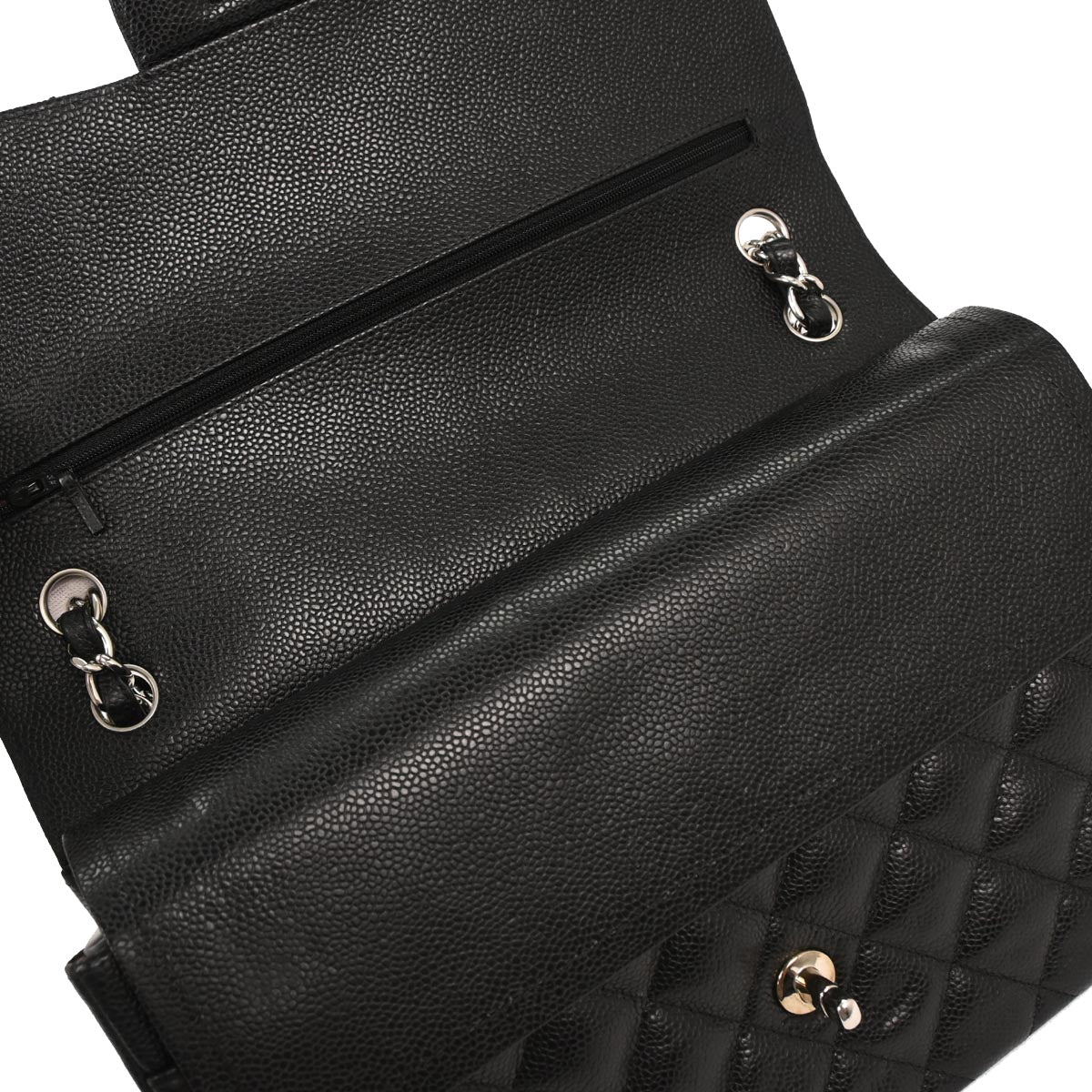 Chanel 2011 Black Caviar Jumbo Classic Double Flap Shoulder Bag