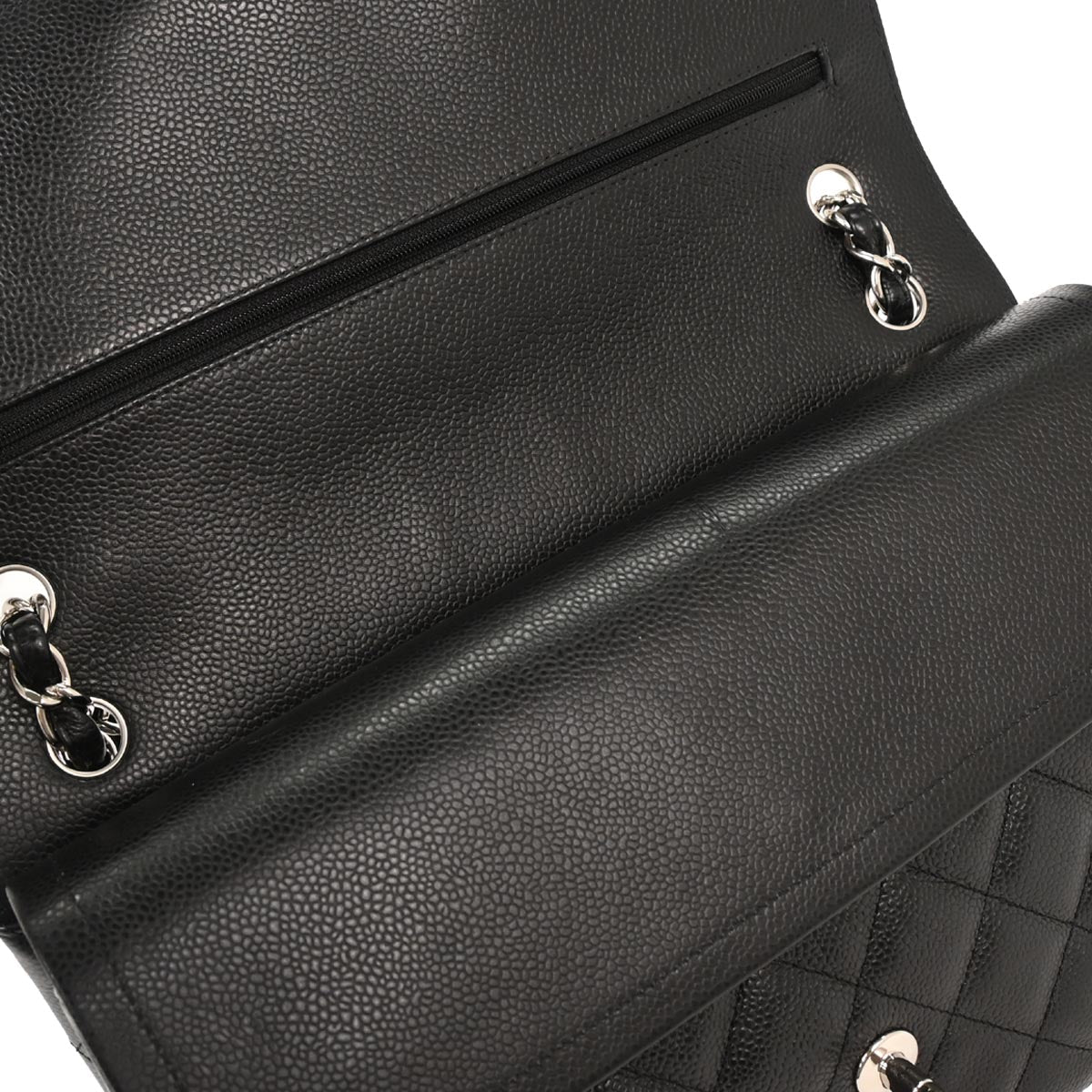 Chanel 2014 Black Caviar Jumbo Classic Double Flap Shoulder Bag