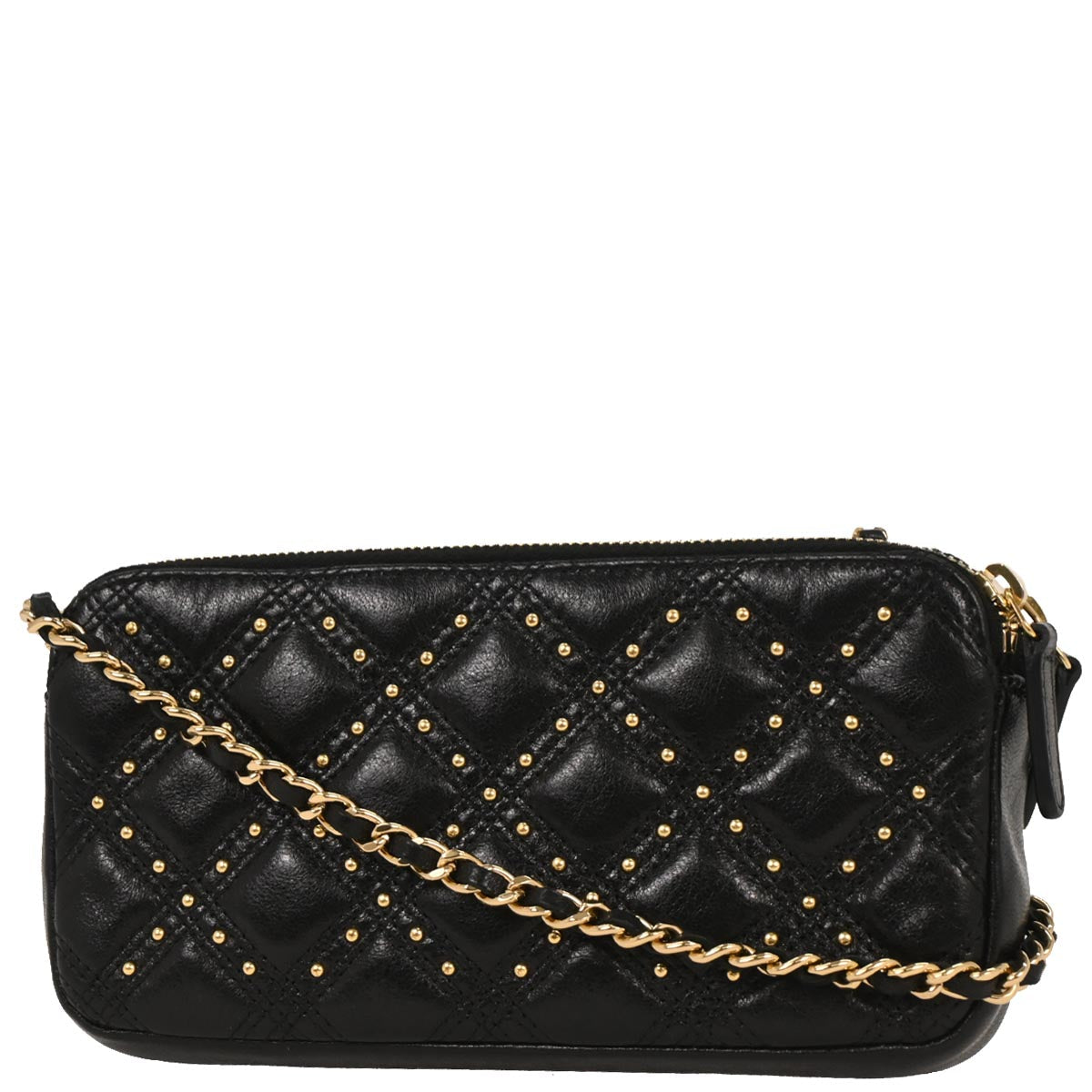 Chanel 2018-2019 Black Lambskin Studded WOC Wallet on Chain Shoulder Bag