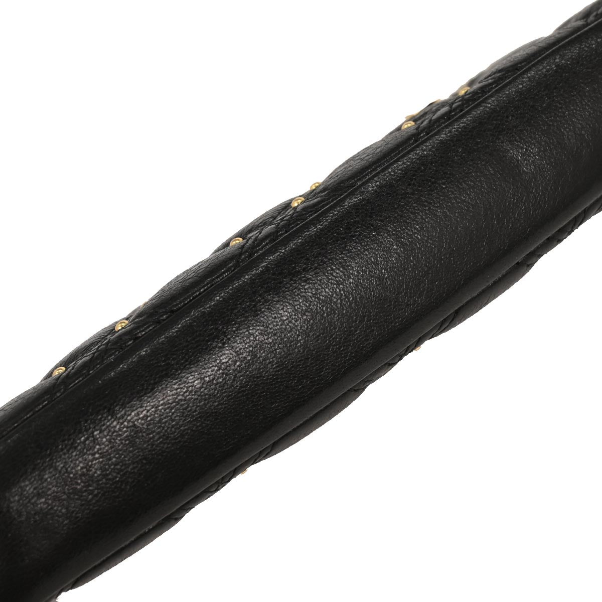 Chanel 2018-2019 Black Lambskin Studded WOC Wallet on Chain Shoulder Bag