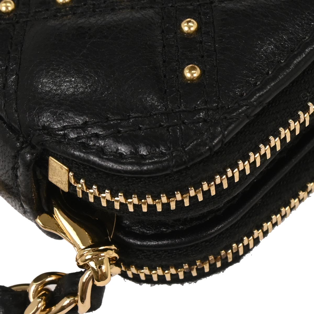 Chanel 2018-2019 Black Lambskin Studded WOC Wallet on Chain Shoulder Bag