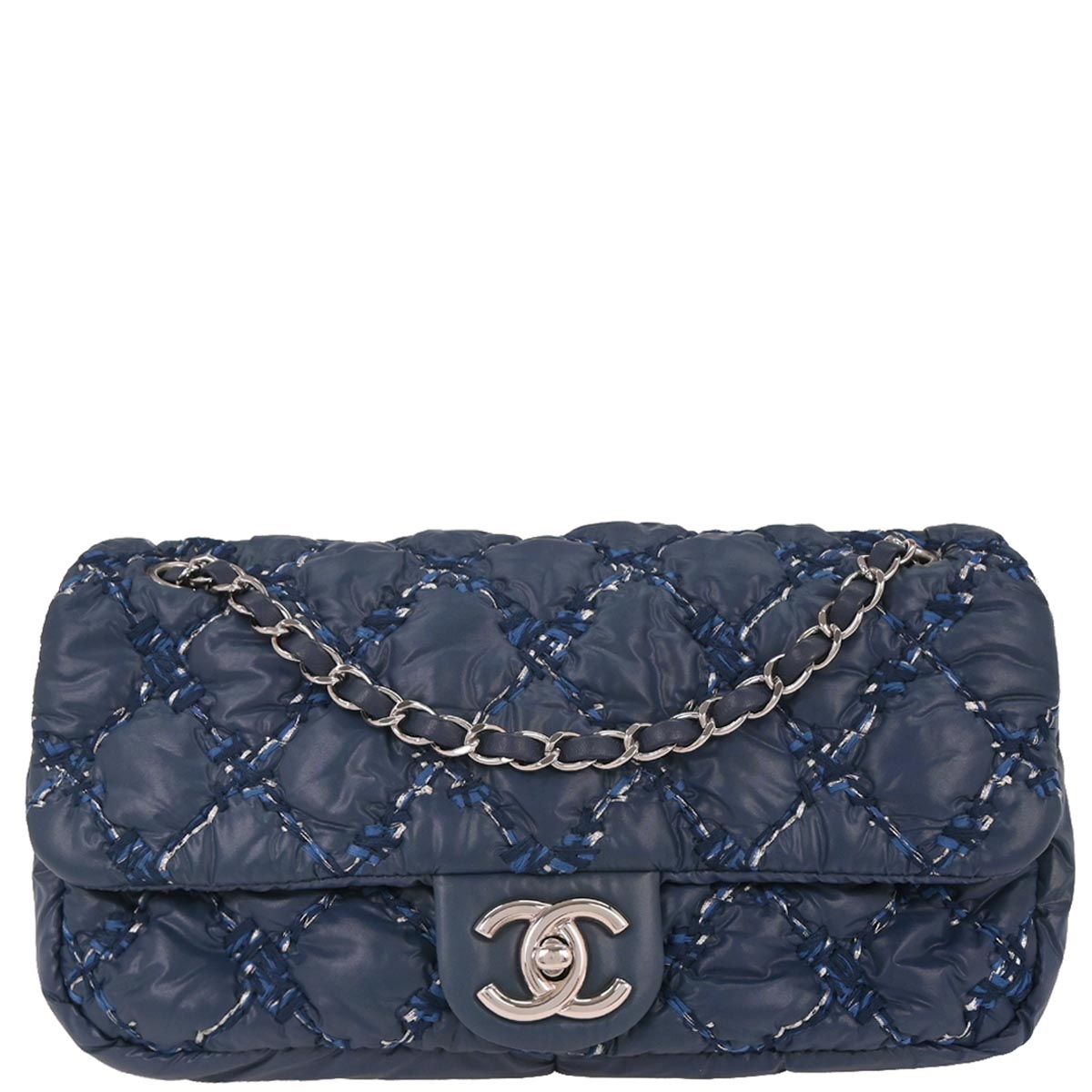 Chanel 2010-2011 Blue Nylon Paris-Byzance Tweed On Stitch Flap Bag