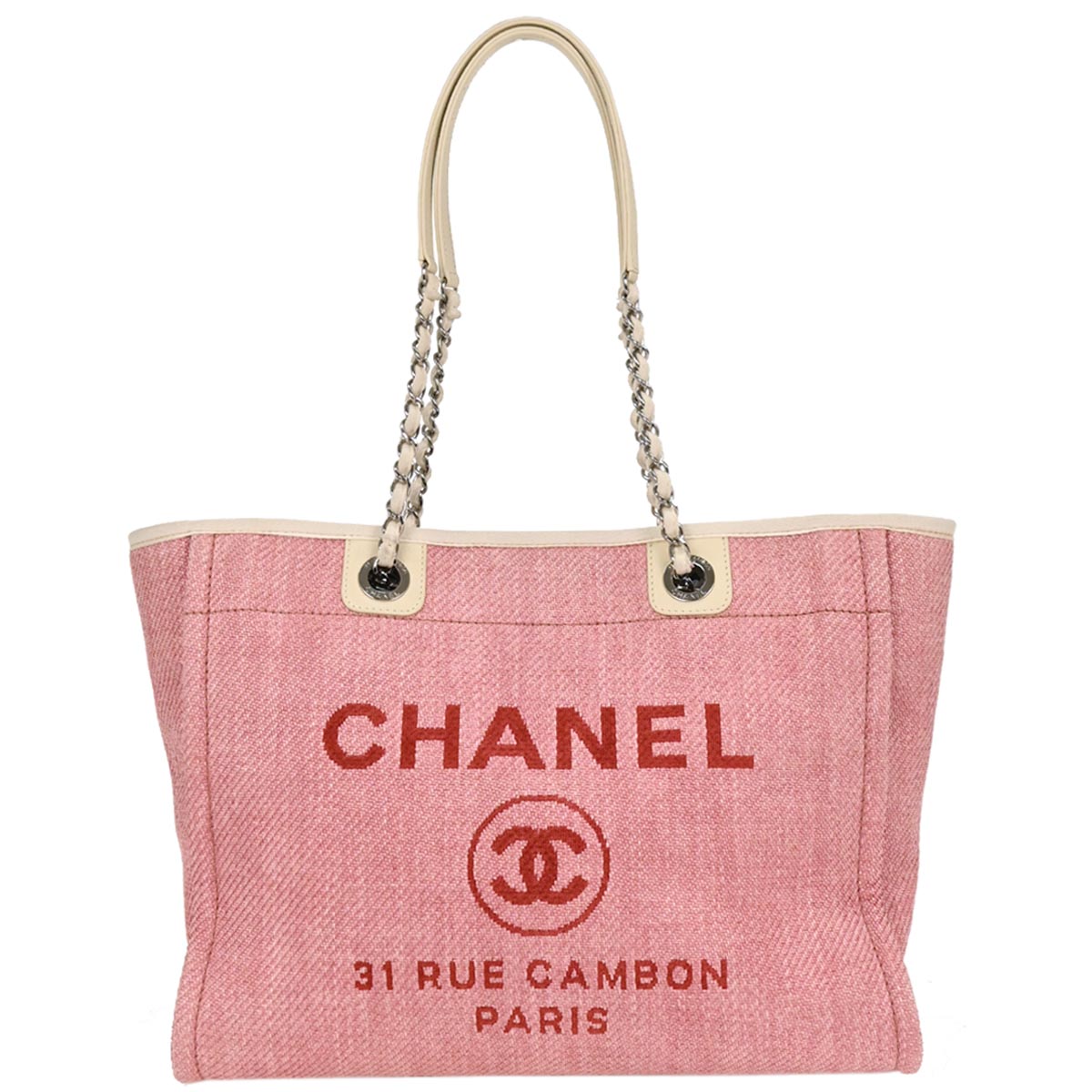 Chanel 2013-2014 Pink Canvas Small Deauville Tote Bag