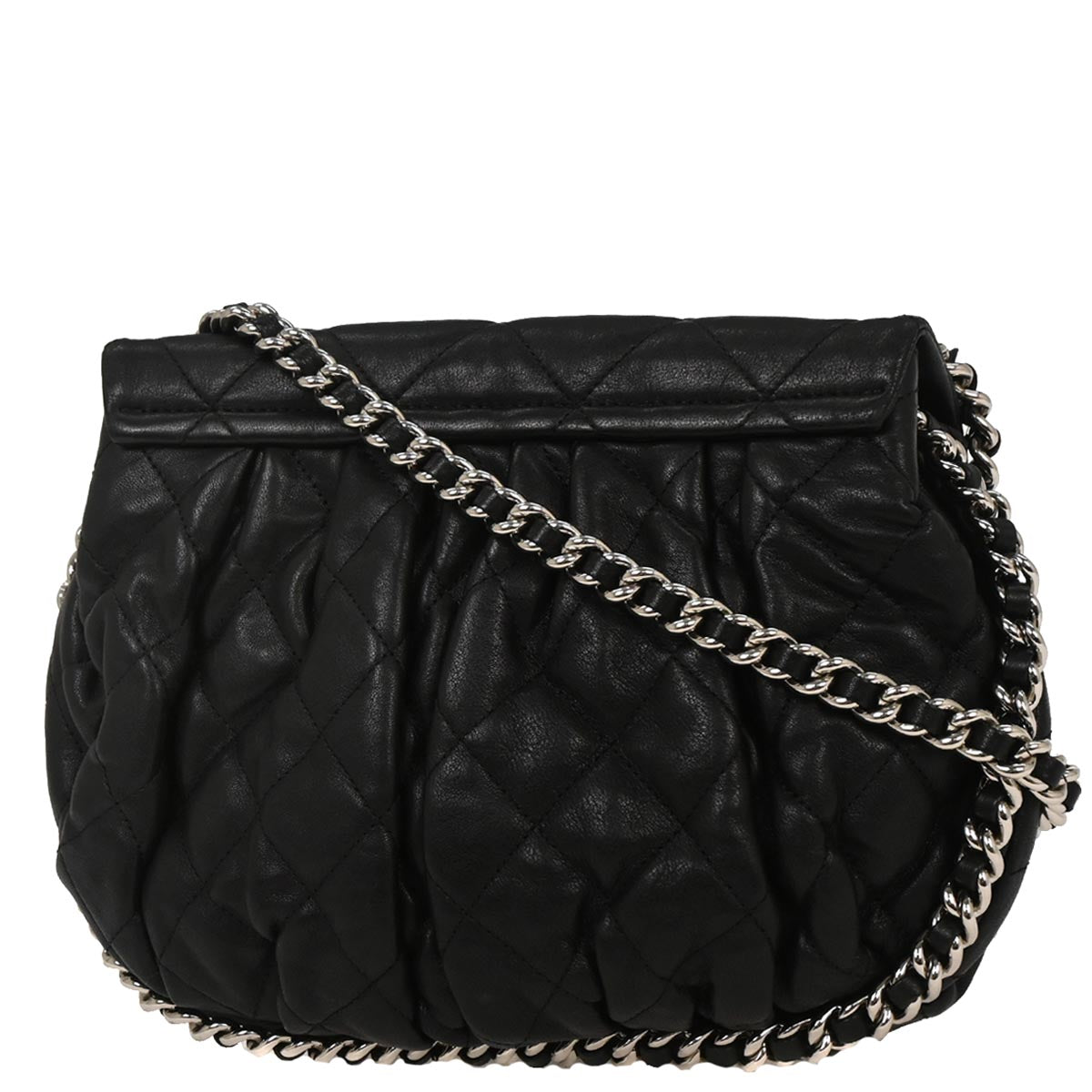Chanel 2016-2017 Black Calfskin Chain Around Shoulder Bag