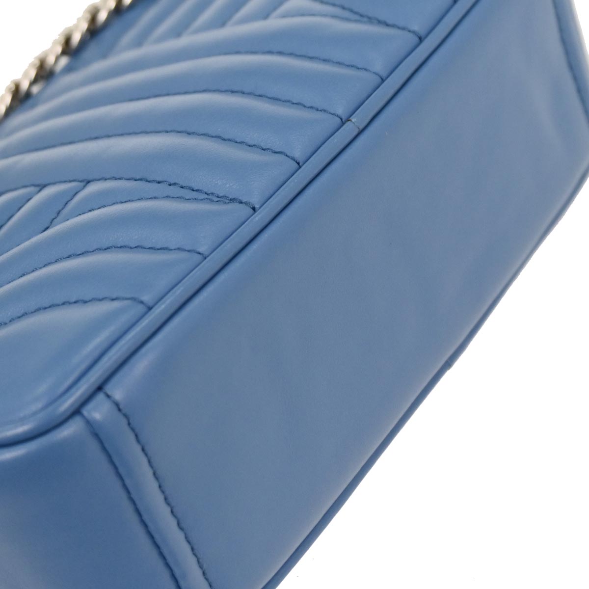 Prada Blue Leather Diagramme Chain Shoulder Bag