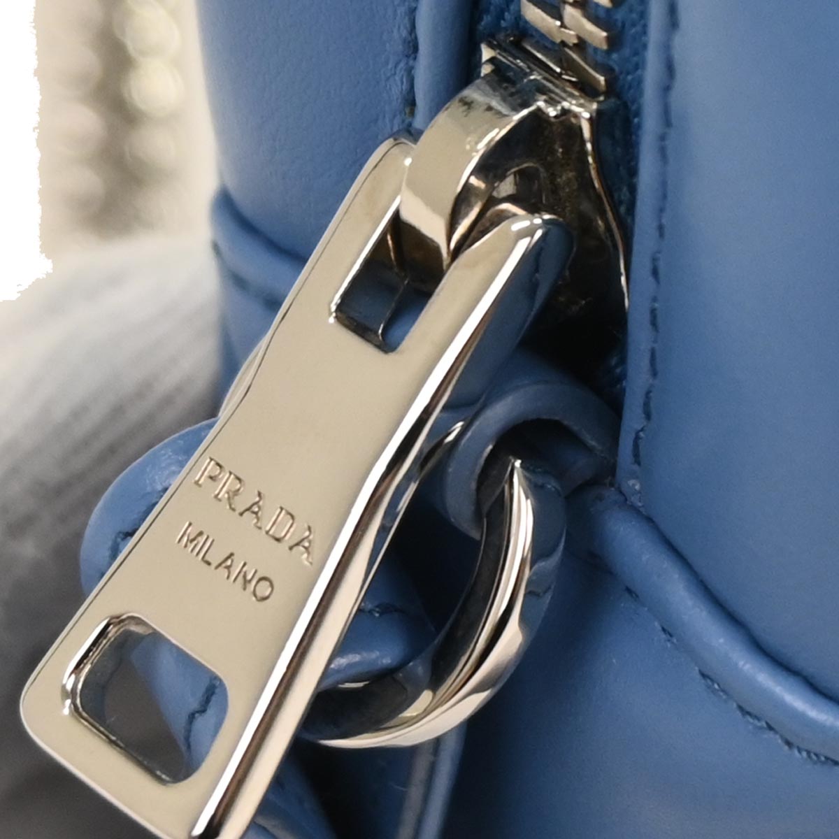 Prada Blue Leather Diagramme Chain Shoulder Bag