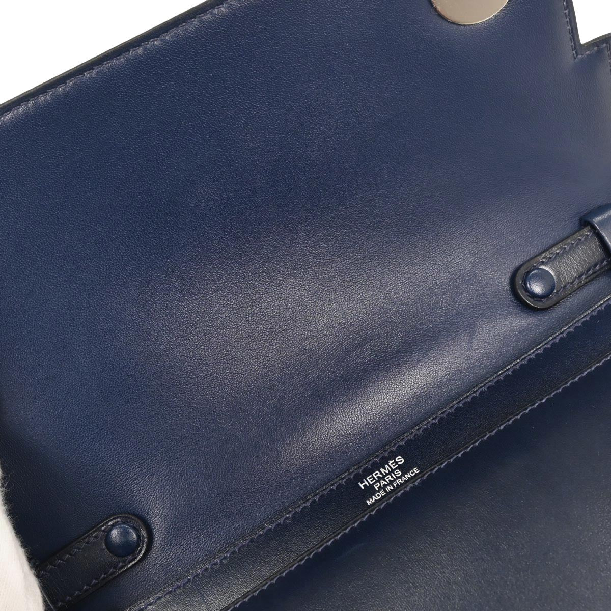 Hermes Blue Abysse Box Calf Piano Handbag
