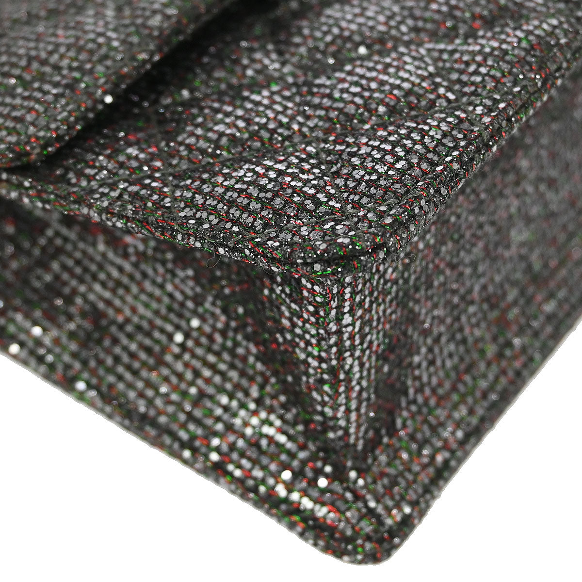 Chanel Silver Mademoiselle Lock Glitter Canvas Shoulder Bag