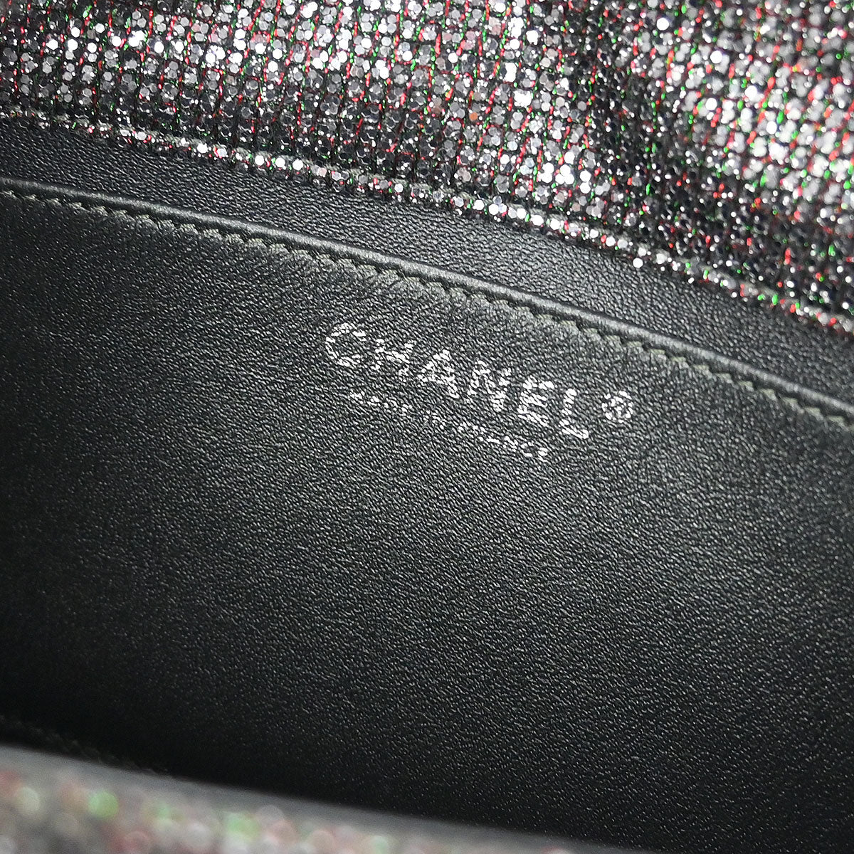 Chanel Silver Mademoiselle Lock Glitter Canvas Shoulder Bag