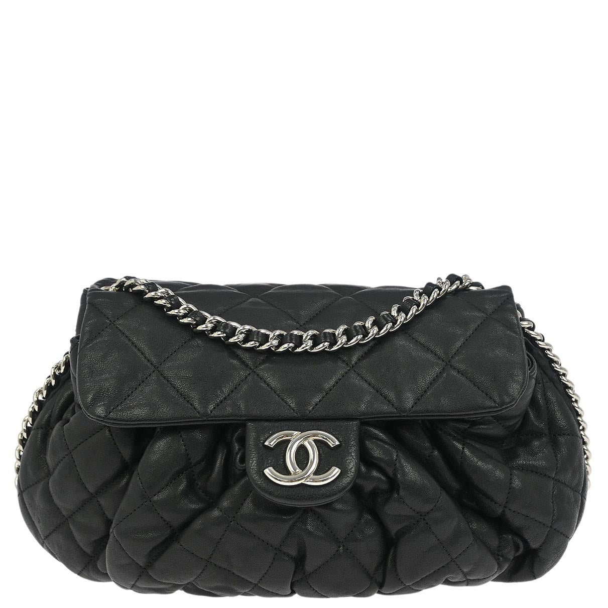 Chanel Black Calfskin Chain Around Shoulder Bag