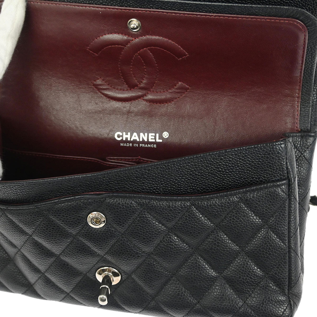 Chanel Black Caviar Medium Classic Double Flap Shoulder Bag