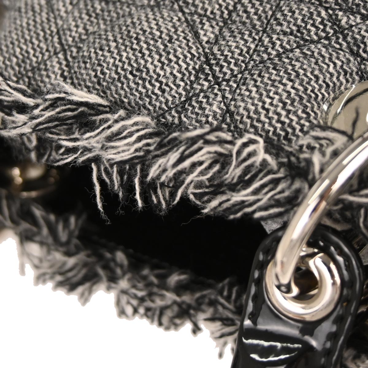 Christian Dior Gray Cotton Medium Lady Dior Cannage 2way Shoulder Handbag