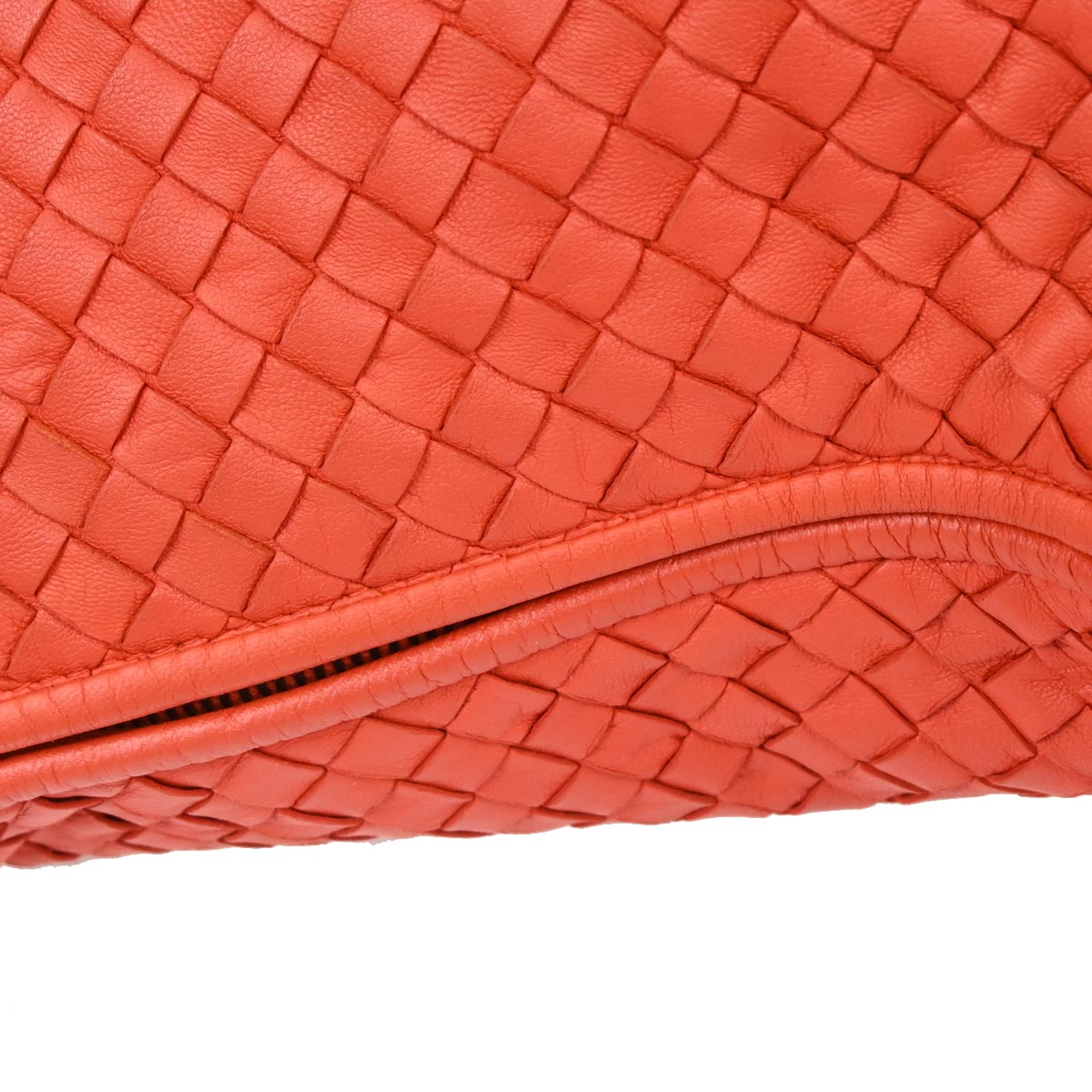 Bottega Veneta Red Lambskin Intrecciato Hobo Bag