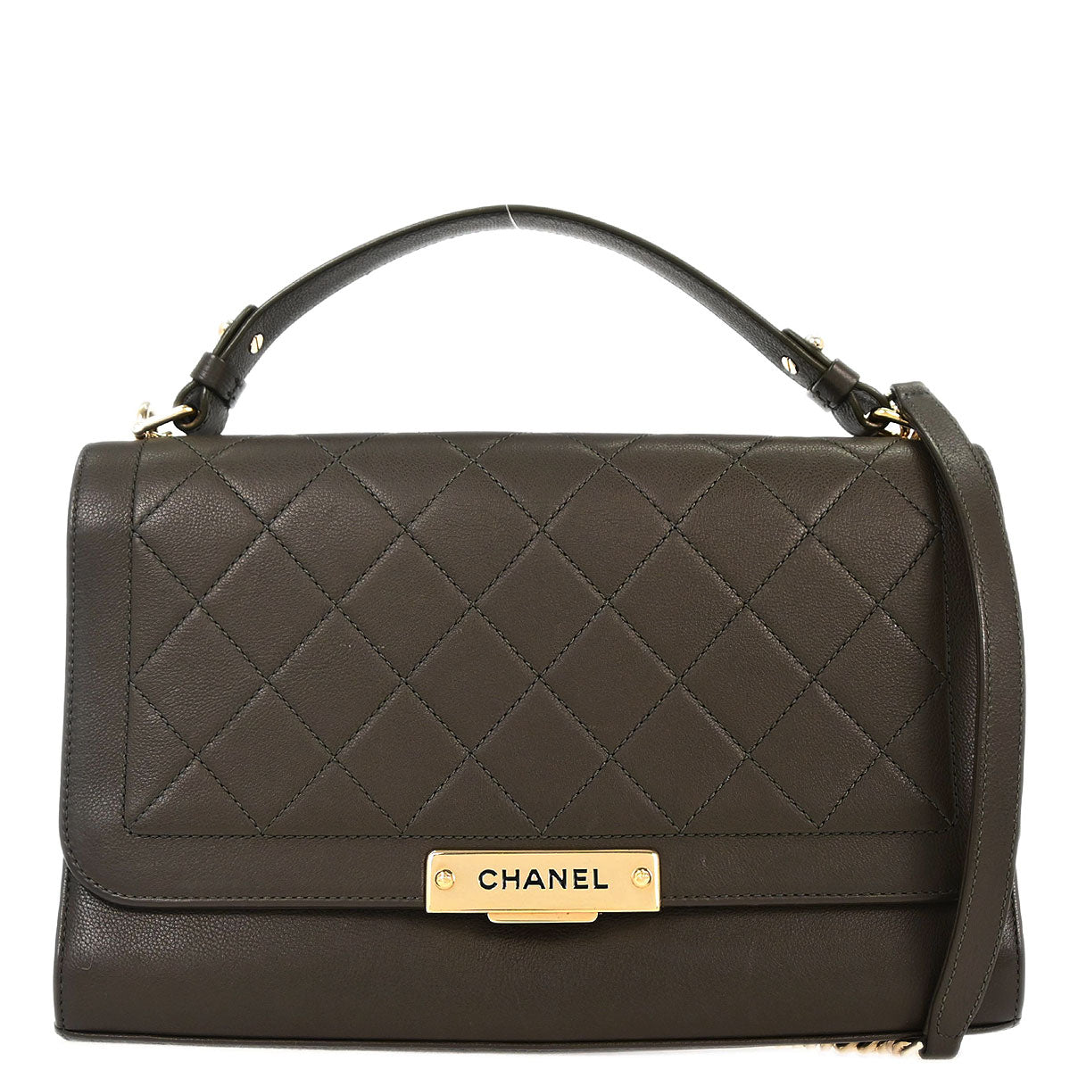 Chanel Brown Calfskin Label Click Flap Bag