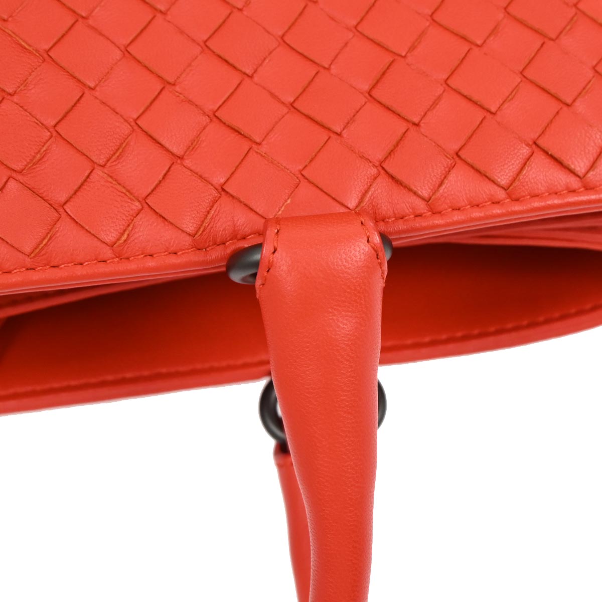 Bottega Veneta Red Lambskin Intrecciato Tote Bag